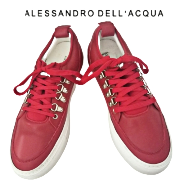 Alessandro Dell'Acqua Shoes - ALESSANDRO DELL' ACQUA Sport Calf Bianco Red